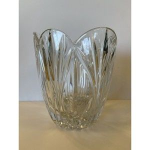 Signed BLOCK 24% Lead Crystal VASE Mouth Blown Hand-cut Glass Poland Art Glass